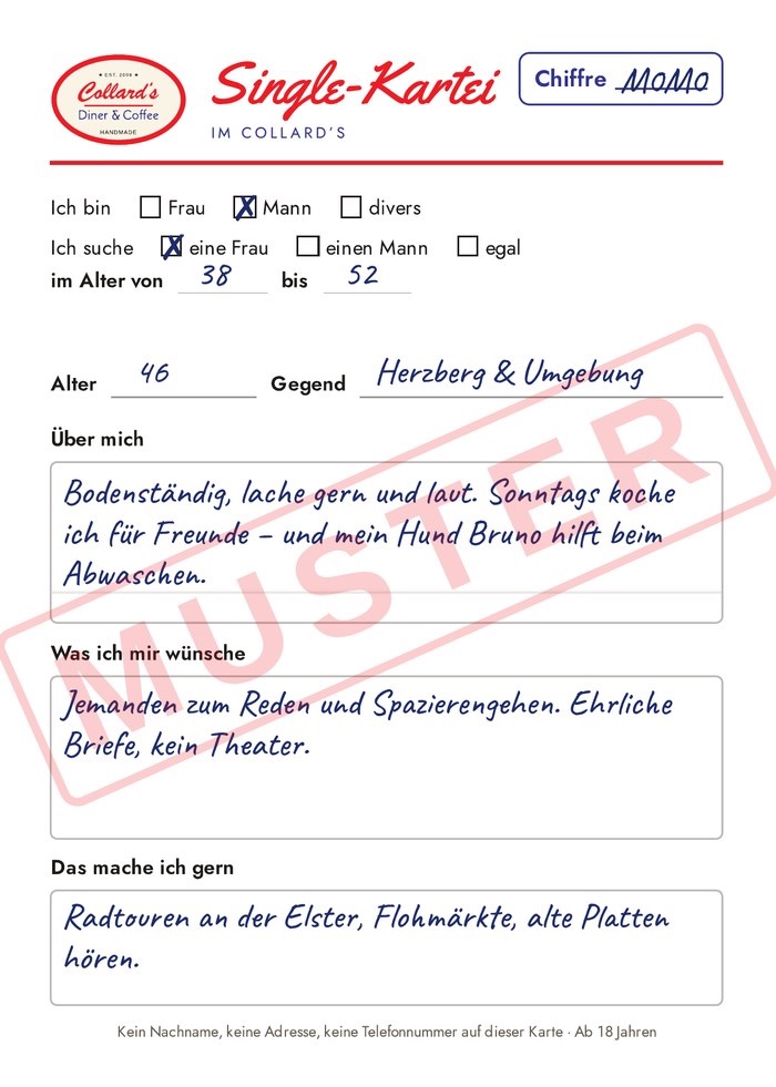 Muster einer ausgefüllten Karte